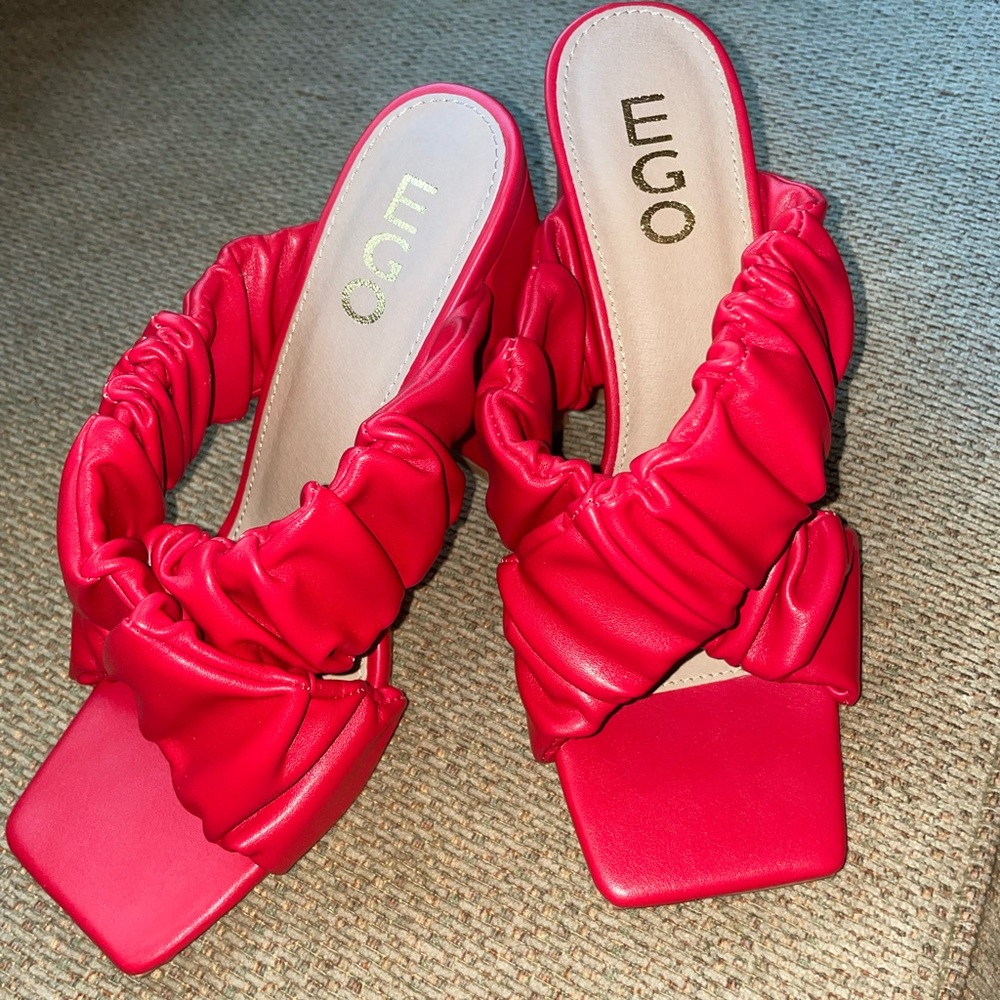 EGO Red Thick Strap Heels